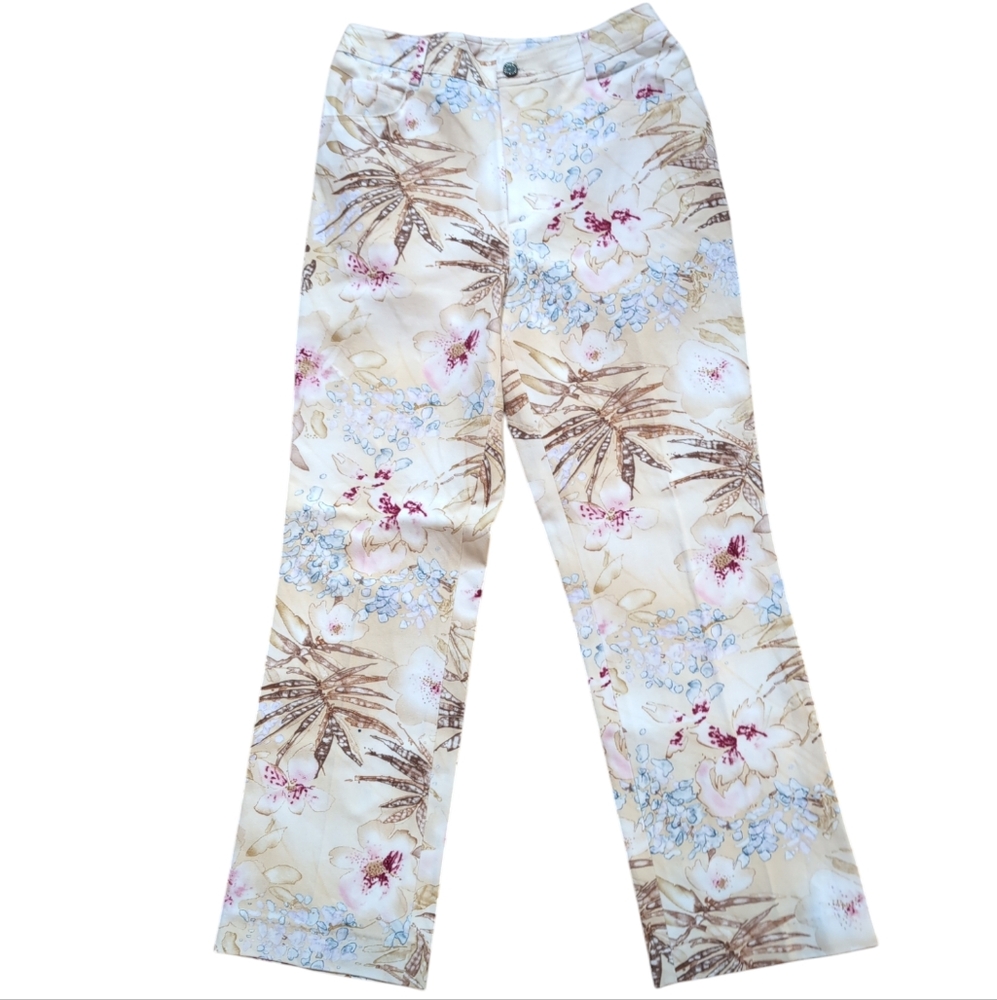 Dana Buchman Pants, floral design Hawaiian, women's size 4